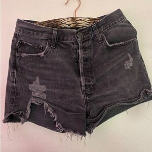 Black Agolde Distress denim shorts